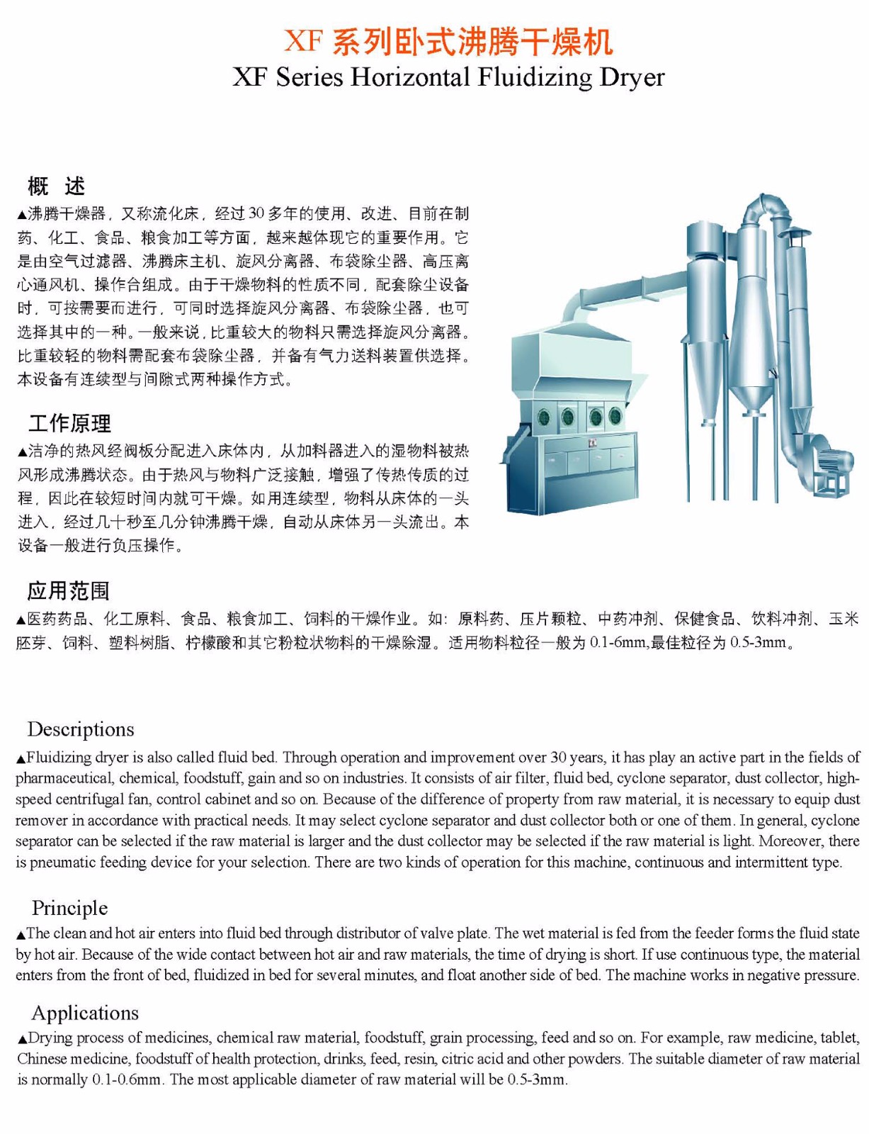 XF系列臥式沸騰干燥機(jī)